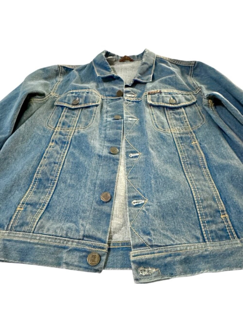 Bonjour Denim Jacket Women's Large Vintage 90's Medium Wash Trucker - Picture 3 of 16